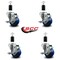 Service Caster 3'' Blue Poly Swivel 1-3/8'' Expanding Stem Caster Set with Brake, 4PK SCC-EX20S314-PPUB-BLUE-TLB-138-4 - alternate 4